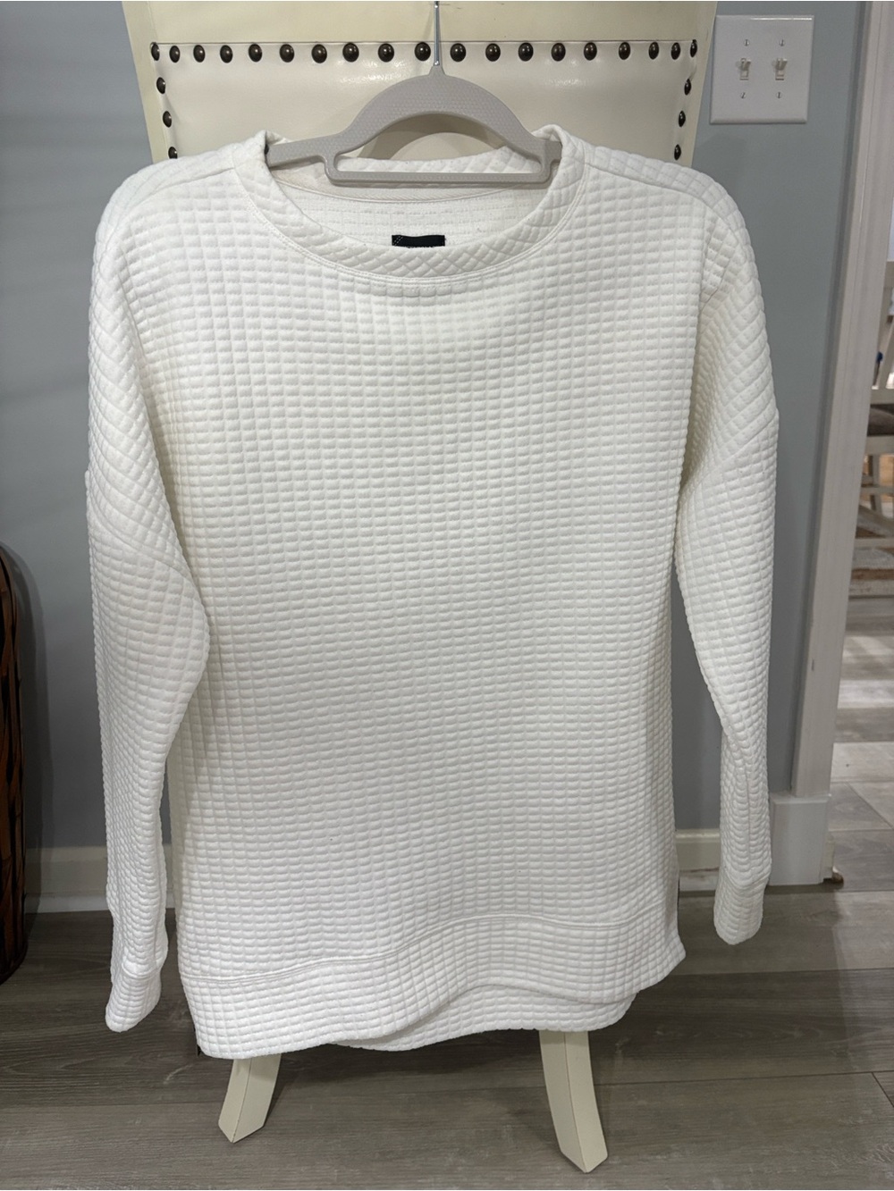 Buckle Black White Waffle Knit Crewneck Sweatshirt zip on sides